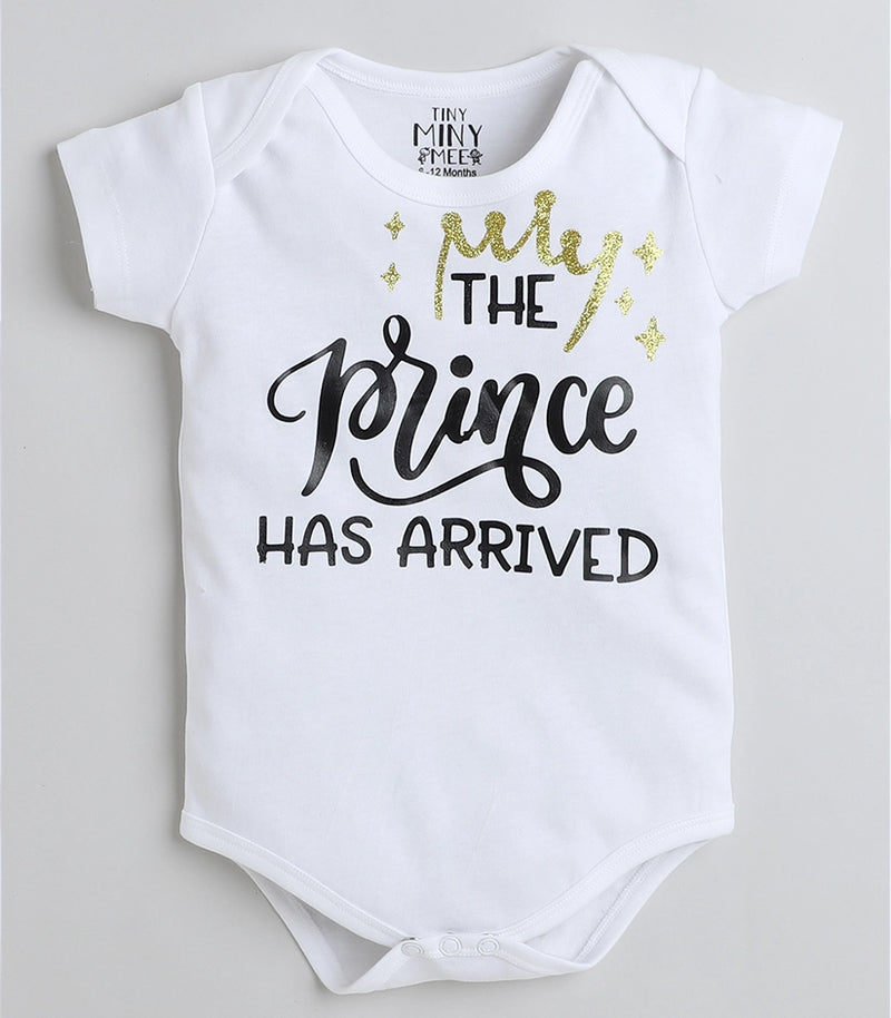 Tiny Miny mee boys printed bodysuit - White