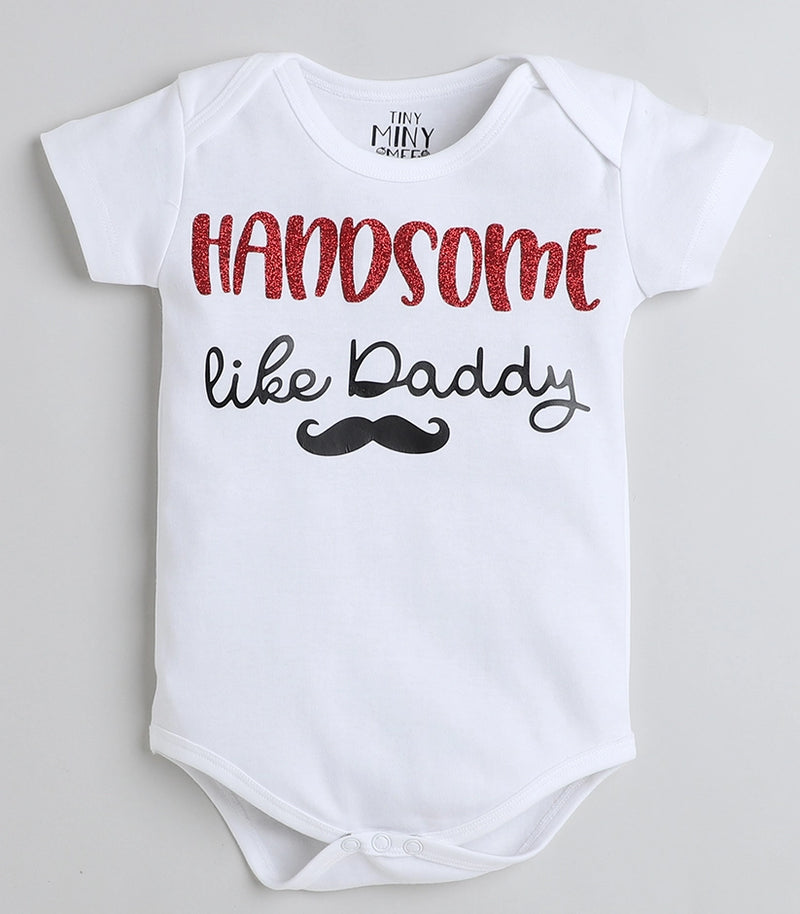 Tiny Miny mee boys printed bodysuit - White