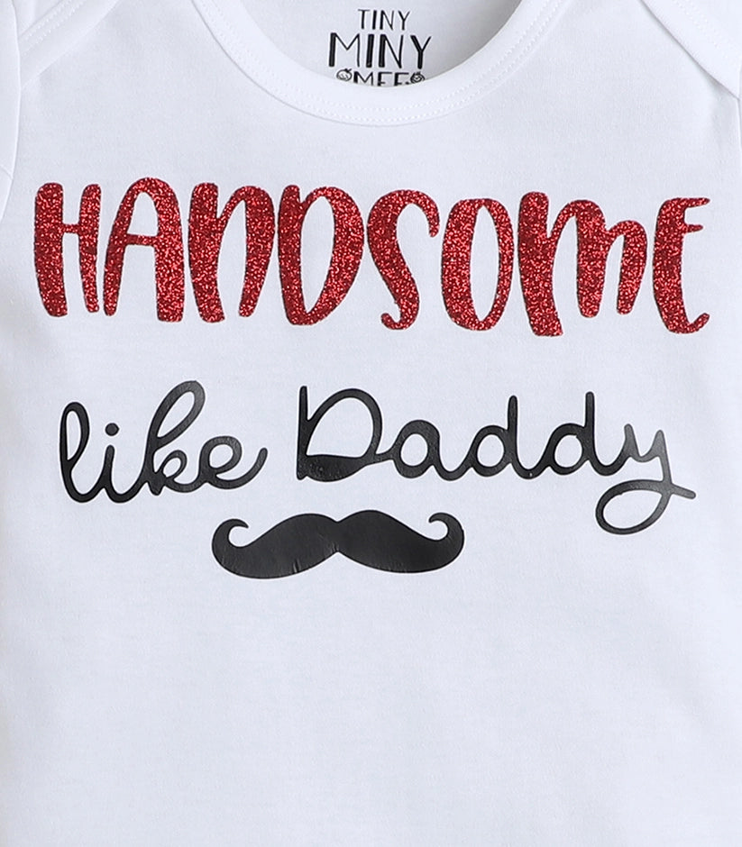 Tiny Miny mee boys printed bodysuit - White