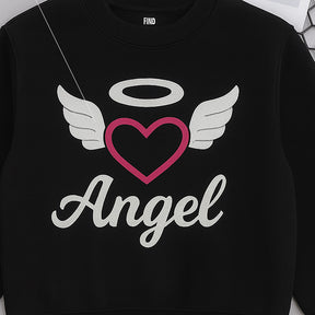 Kids Black Angel Print Sweatshirt