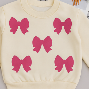 Kids Cream Bow Print Sweatshirt