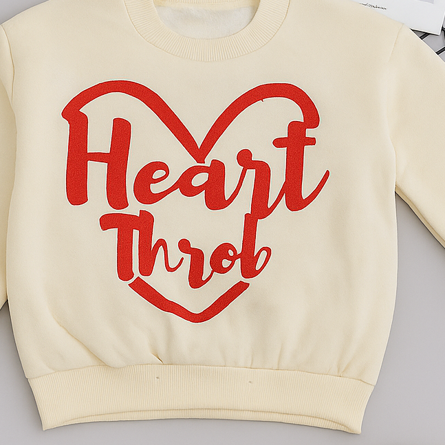 Kids Cream “Heart Throb” Printed Sweatshirt
